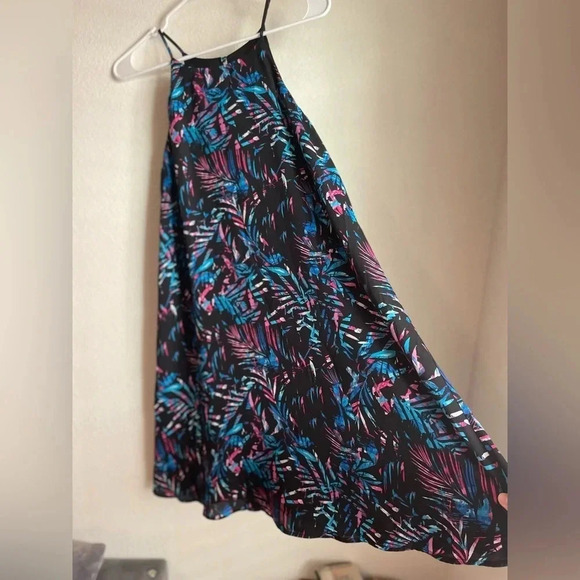 Decree tropical print palm leaves midi mock neck dress size L - Picture 4 of 5